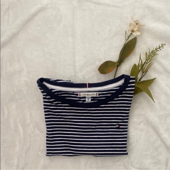TOMMY HILFIGER Navy and White Striped Top. Size 16 (XS) - Picture 9 of 9
